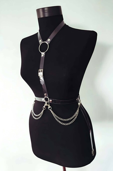 Custom Leather Harness with Chain Detail - 2