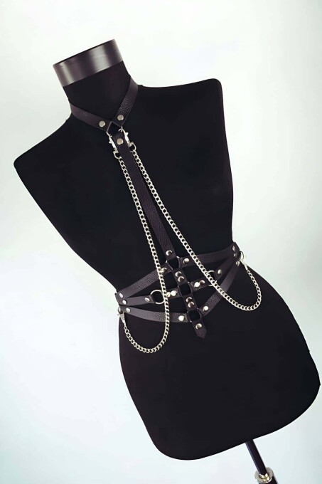 Custom Leather Harness with Ring Detail - 3