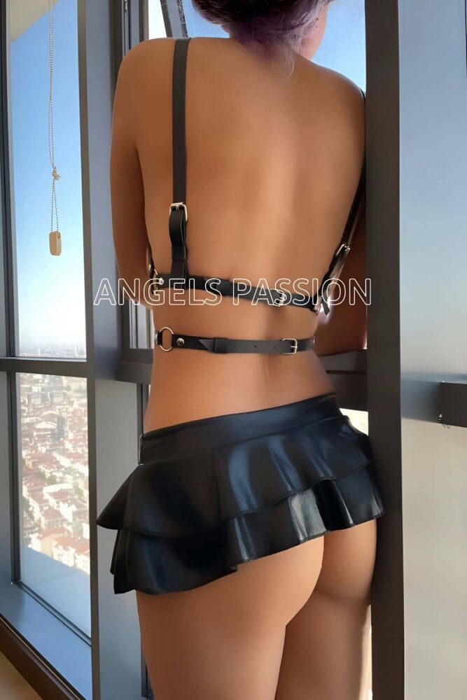 Double Row Leather Waist Harness with Triangle Detail - 2