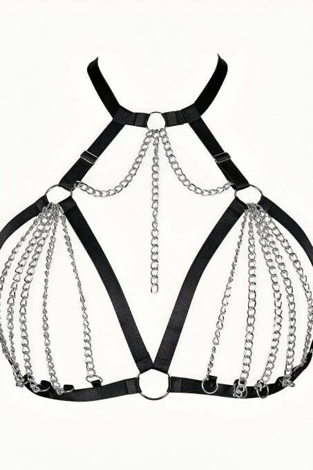 Elastic Chest Harness with Chain Detail - 3