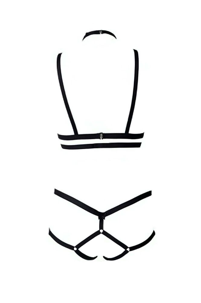 Elastic Harness Set with Bra and String - 5