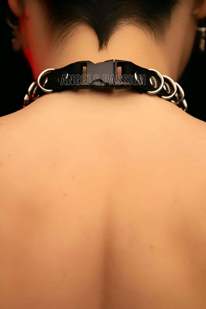 Elastic Rubber Choker with Ring Detail - 4