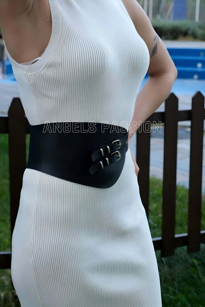 Elegant Leather Corset Belt for Dress and Shirt - 1