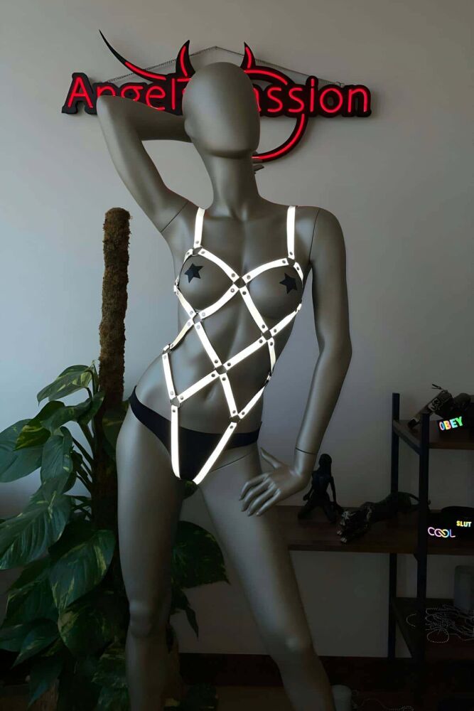 Erotic Reflective Underwear Harness, Glow in the Dark Lingerie - 5