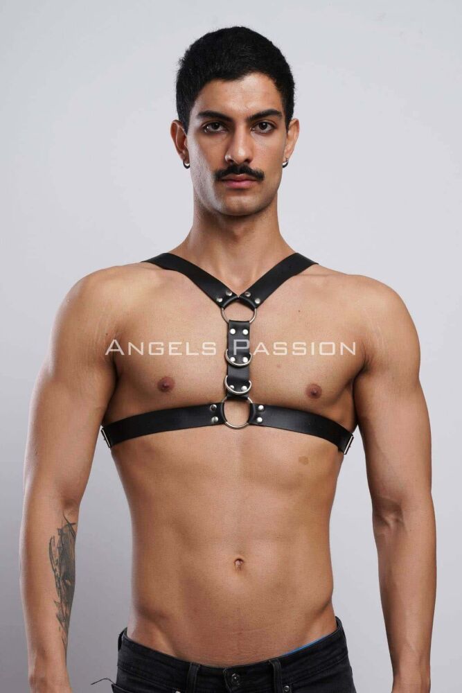 Fancy Leather Men's Chest Belt for Clubwear and Parties - 1