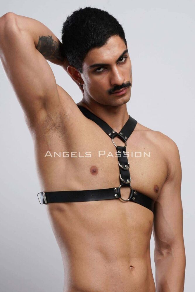 Fancy Leather Men's Chest Belt for Clubwear and Parties - 3