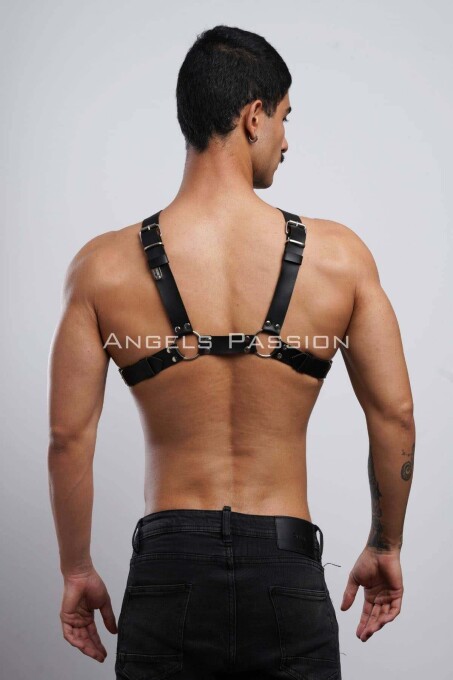 Fancy Leather Men's Chest Belt for Clubwear and Parties - 4