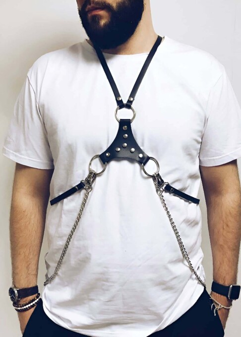 Fancy Men's Harness with Chest Hook - 3