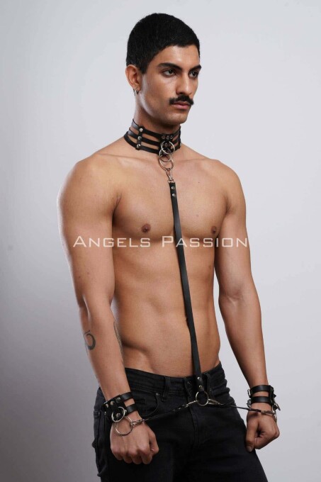 Fantasy Men's Collar and Bracelet Choker Set - 4