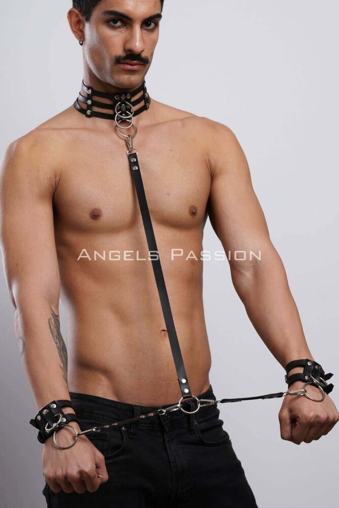 Fantasy Men's Collar and Bracelet Choker Set - 5