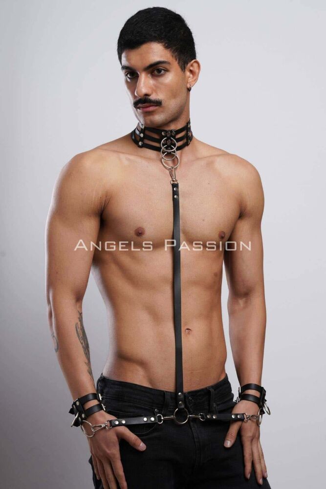 Fantasy Men's Collar and Bracelet Choker Set - 6