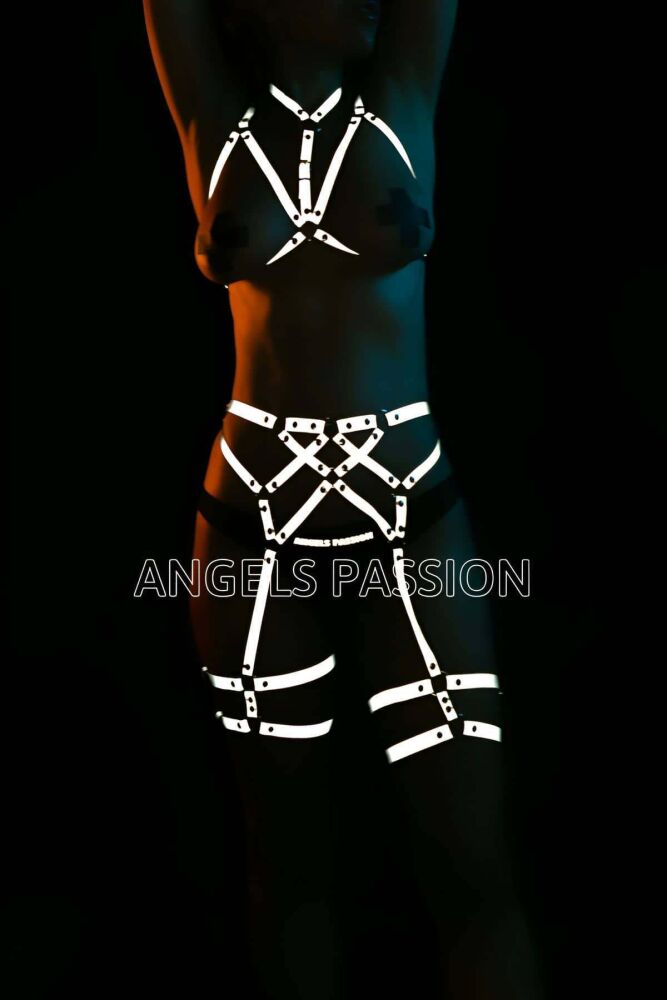 Glow in the Dark Reflective Harness Set for Club Dresses - 1