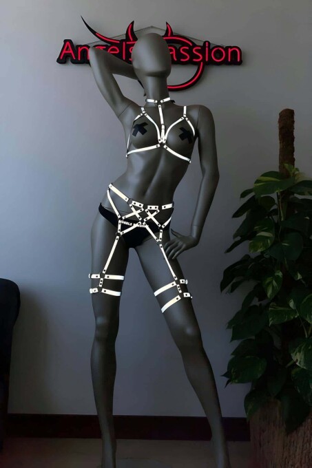 Glow in the Dark Reflective Harness Set for Club Dresses - 4