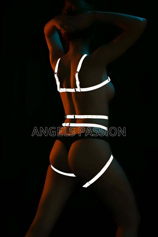 Glow in the Dark Sexy Harness Set for Dancers, Reflective Dance Harness - 3