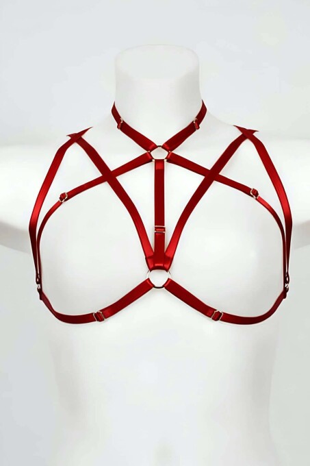 Halter Neck Fetish Leather Chest Harness for Fantasy Wear - 1