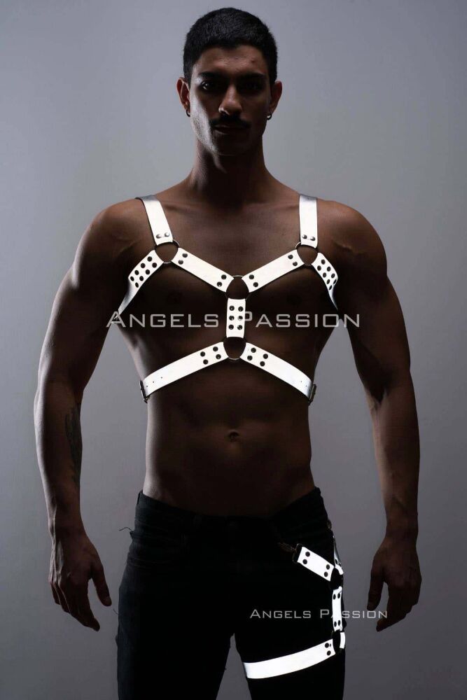 Harness Men, Men's Reflective Chest and Leg Harness Set, Glow in the Dark - 3