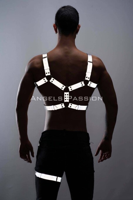 Harness Men, Men's Reflective Chest and Leg Harness Set, Glow in the Dark - 4