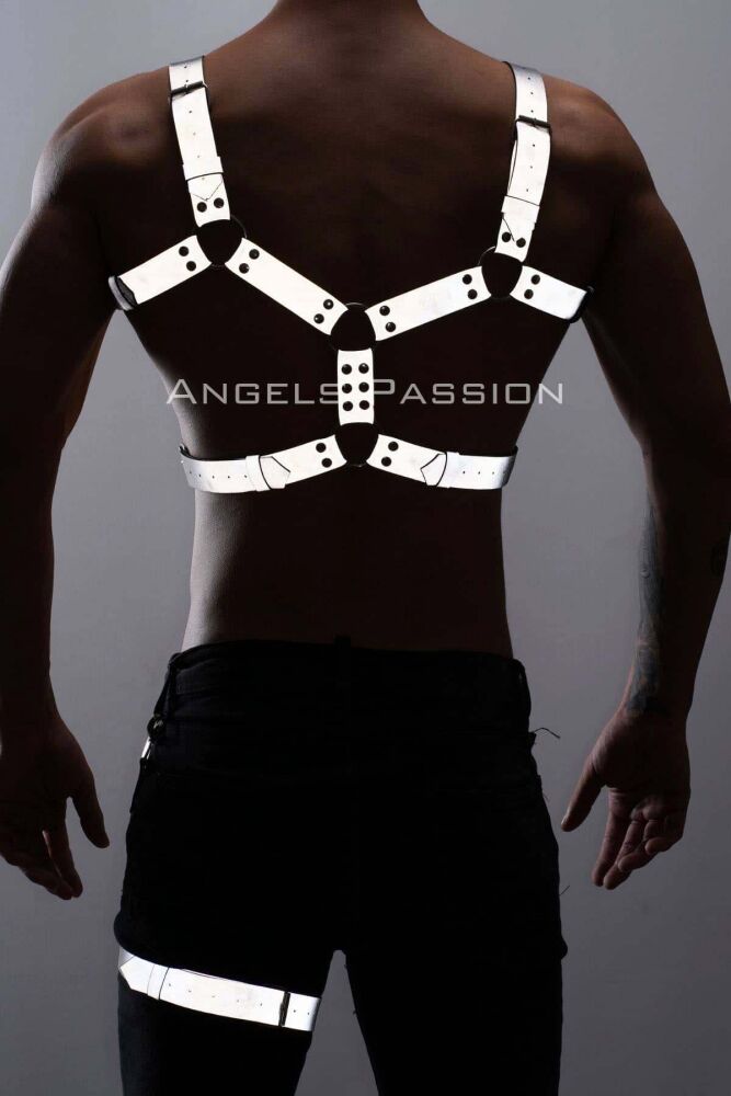 Harness Men, Men's Reflective Chest and Leg Harness Set, Glow in the Dark - 8