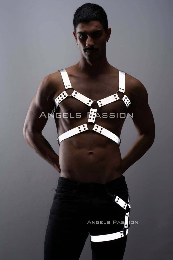 Harness Men, Men's Reflective Chest and Leg Harness Set, Glow in the Dark - 10