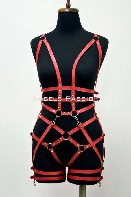 Leather Body Harness, Leather Dancer Costume, Pole Dance Costume - 1