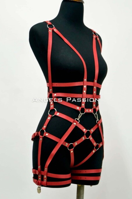 Leather Body Harness, Leather Dancer Costume, Pole Dance Costume - 2