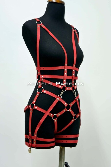 Leather Body Harness, Leather Dancer Costume, Pole Dance Costume - 3