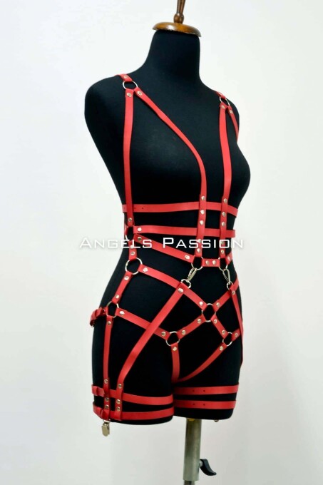 Leather Body Harness, Leather Dancer Costume, Pole Dance Costume - 4