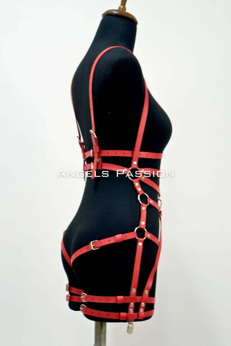 Leather Body Harness, Leather Dancer Costume, Pole Dance Costume - 5