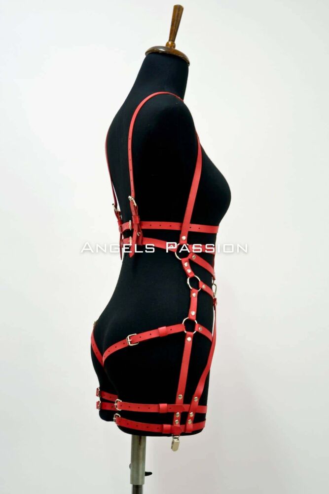 Leather Body Harness, Leather Dancer Costume, Pole Dance Costume - 6