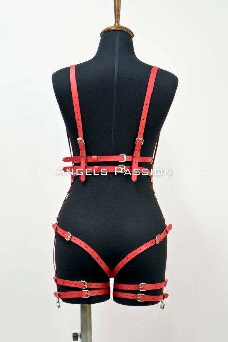 Leather Body Harness, Leather Dancer Costume, Pole Dance Costume - 7