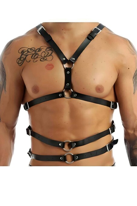 Leather Chest Belt, Stylish Men's Fancy Wear - 1