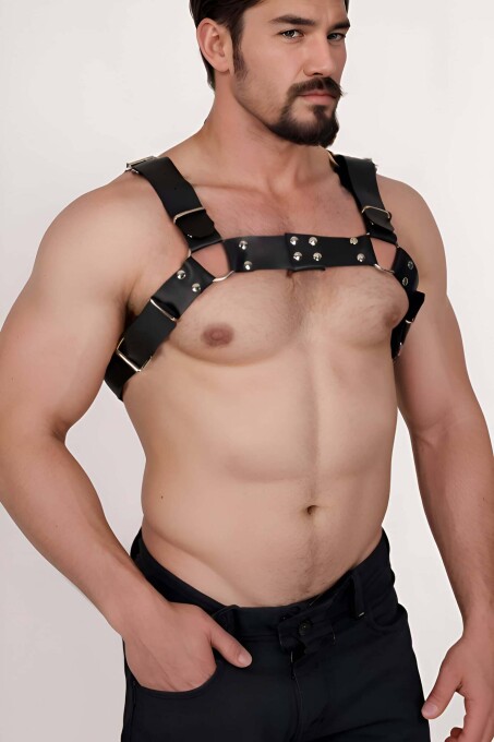 Leather Chest Harness for Men's Fancy Dress and Clubwear - 1