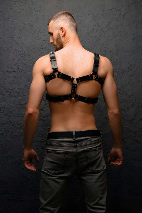 Leather Chest Harness for Sexy Men's Outfits and BDSM - 3