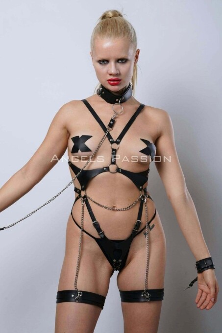 Leather Fancy Wear with Collar for Party and Underwear - 5