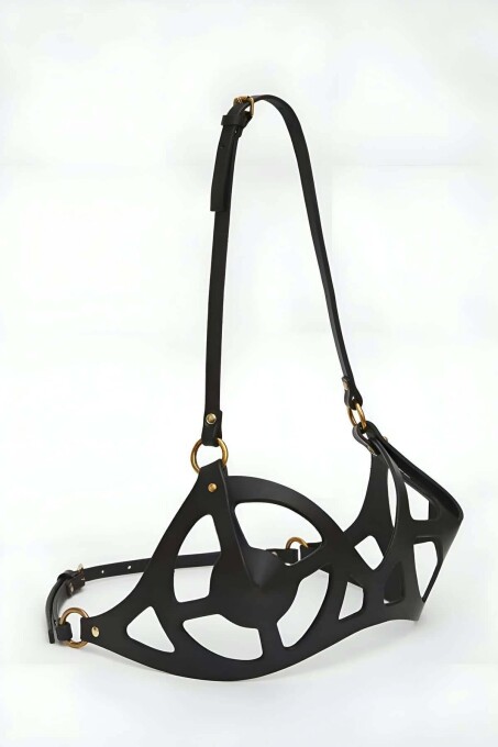 Leather Fantasy Bra Harness, Sexy Chest Harness - 2