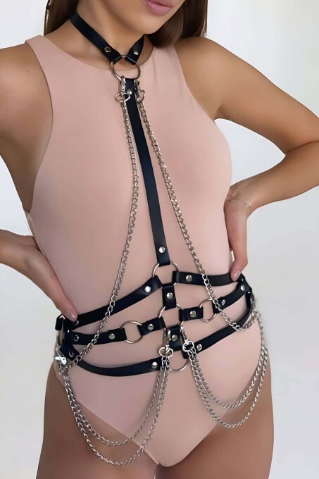 Leather Fantasy Clothing Harness - 2