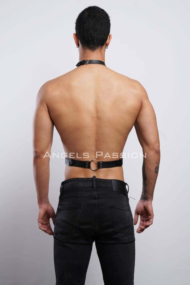 Leather Halterneck Men's Harness for Clubwear and Parties - 5