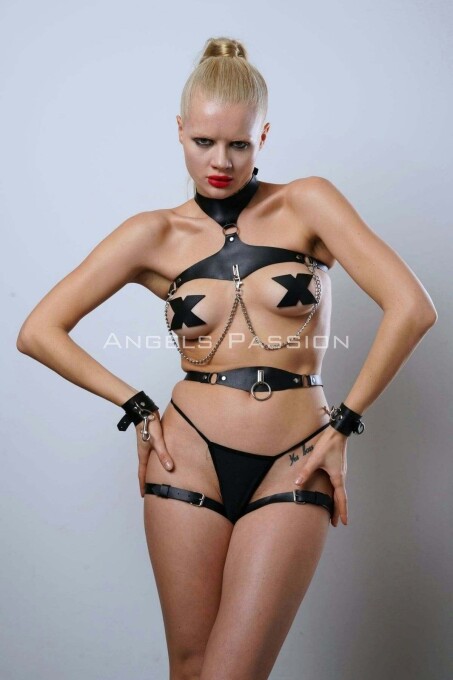 Leather Harness Suit for Fancy Underwear and Clubwear Dance - 2