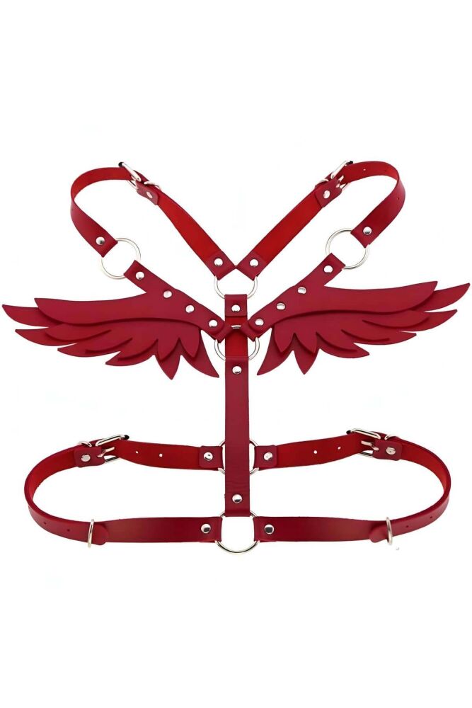 Leather Harness with Angel Wing Detail for Style - 5