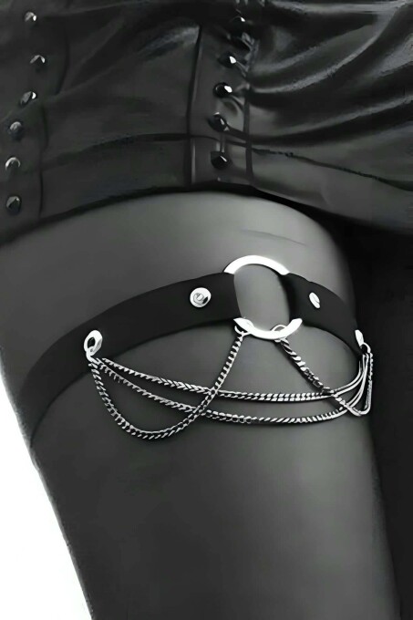 Leather Leg Harness Band with Chain - 1