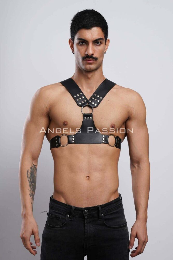 Leather Men's Chest Harness for Clubwear and Partywear - 1