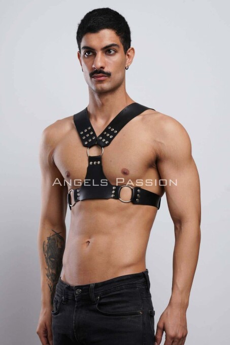 Leather Men's Chest Harness for Clubwear and Partywear - 3