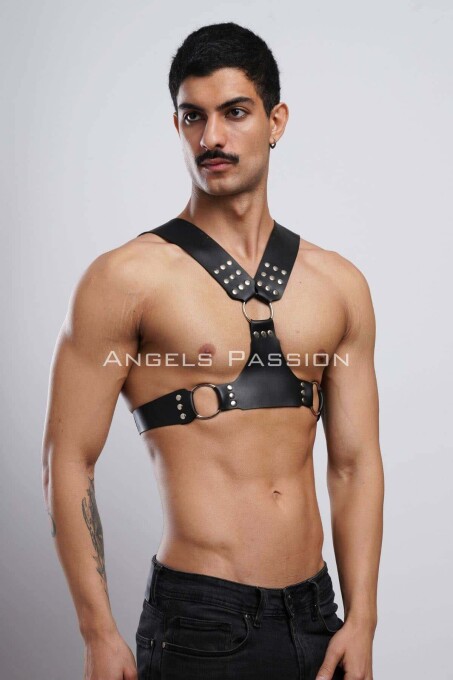 Leather Men's Chest Harness for Clubwear and Partywear - 5