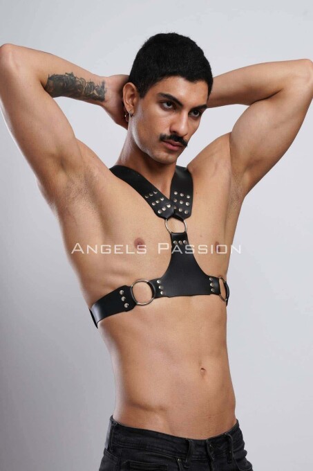 Leather Men's Chest Harness for Clubwear and Partywear - 7