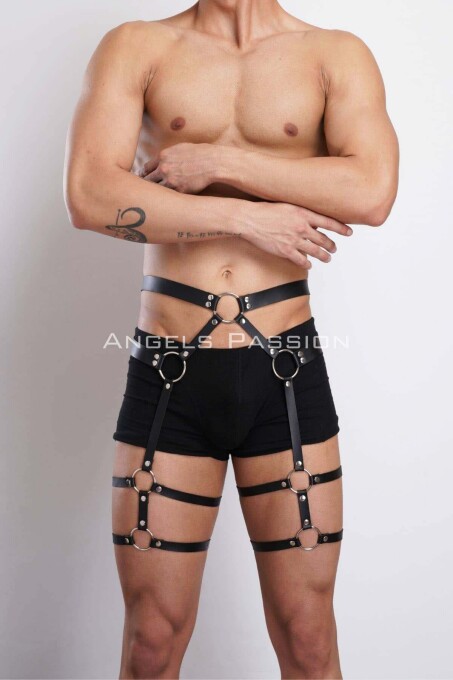 Leather Men's Leg Harness and Garter for Stylish Wear - 2