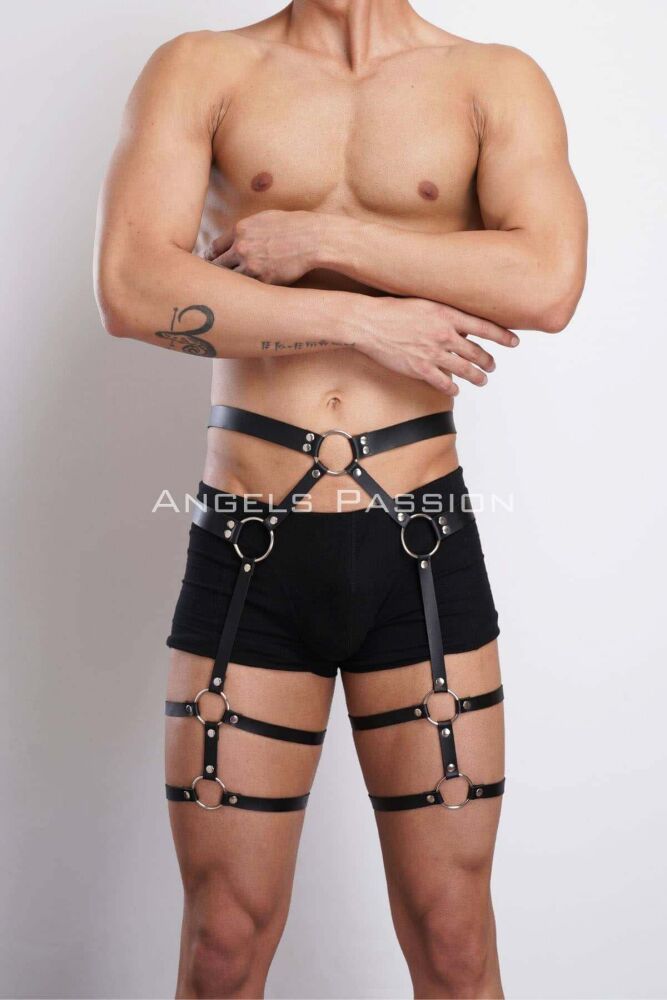 Leather Men's Leg Harness and Garter for Stylish Wear - 2