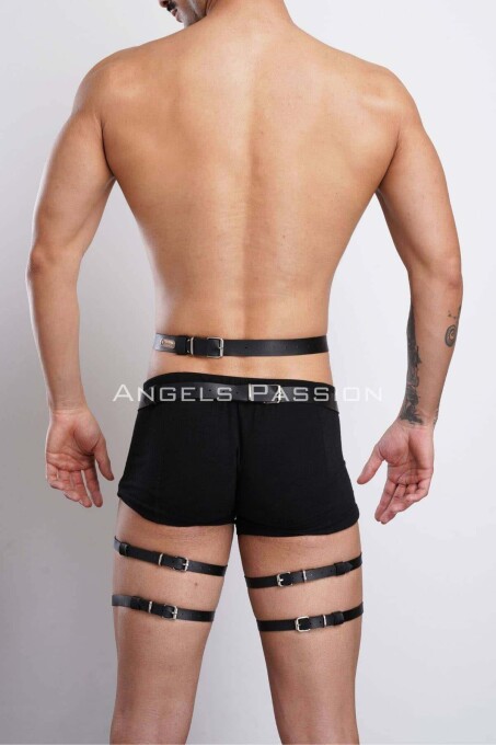 Leather Men's Leg Harness and Garter for Stylish Wear - 4