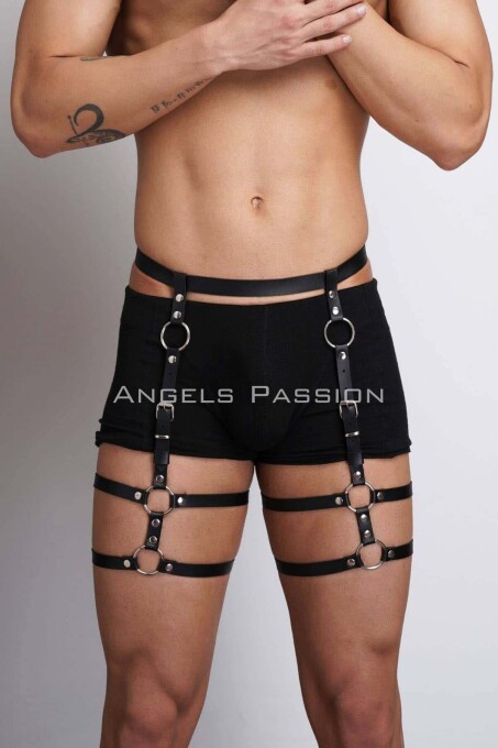 Leather Men's Leg Harness for Jeans Accessory - 1