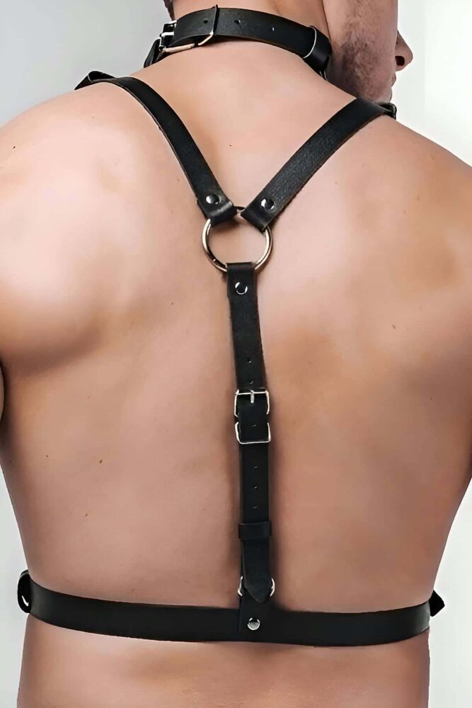 Leather Men's Shirt Accessory, Over T-Shirt Harness - 2