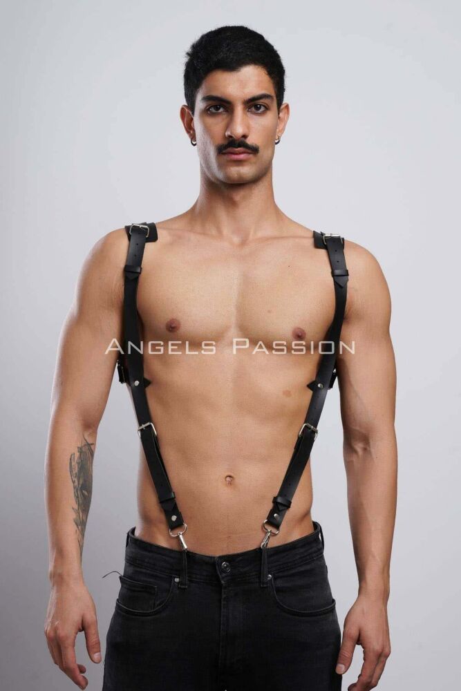 Leather Shirt Harness Accessory with Shoulder Detail - 5